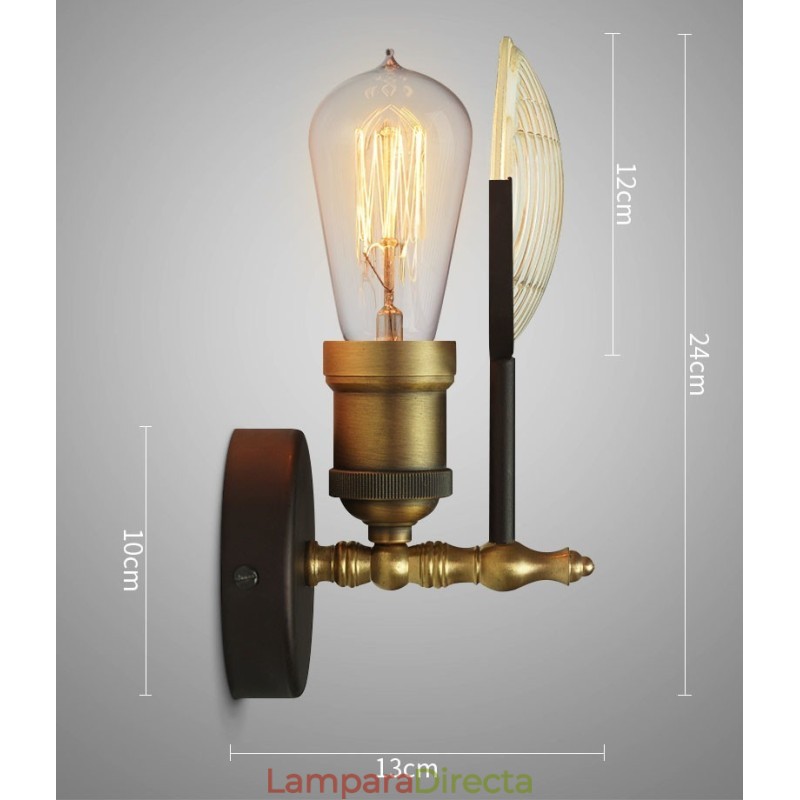 Aplique de pared rústico retro vintage de 1 luz con pantalla de cristal, ideal para hoteles, oficinas, salas de exposición, salas de estar y comedores.