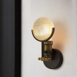 Aplique de pared rústico retro vintage de 1 luz con pantalla de cristal, ideal para hoteles, oficinas, salas de exposición, salas de estar y comedores.