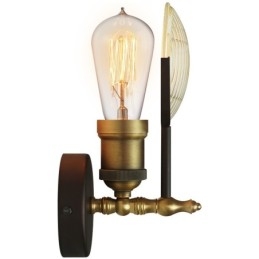 Aplique de pared rústico retro vintage de 1 luz con pantalla de cristal, ideal para hoteles, oficinas, salas de exposición, salas de estar y comedores.