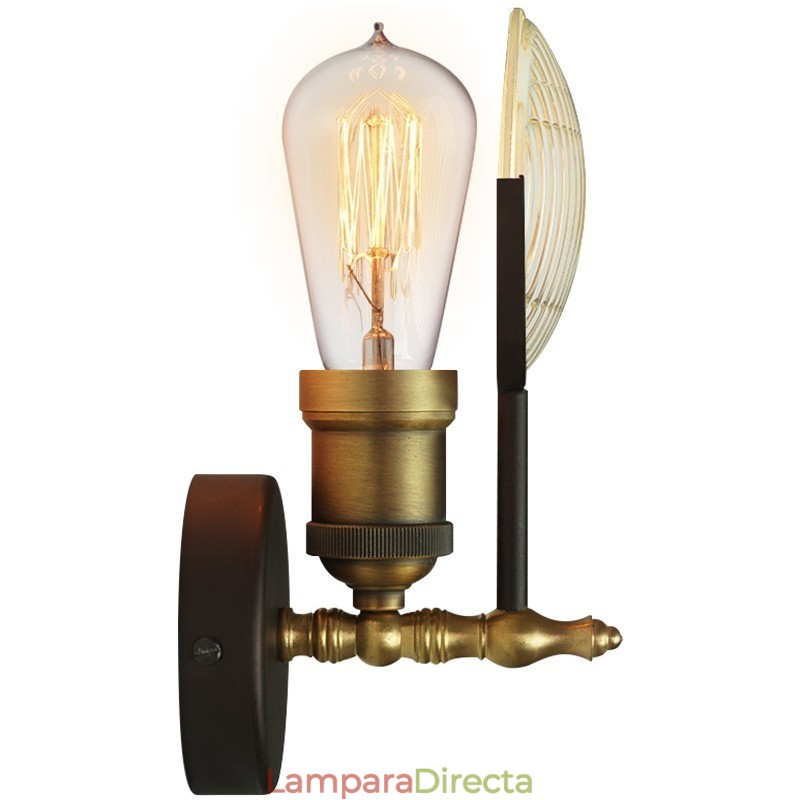 Aplique de pared rústico retro vintage de 1 luz con pantalla de cristal, ideal para hoteles, oficinas, salas de exposición, salas de estar y comedores.