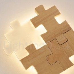 Apliques de pared de madera con pantalla acrílica, modernos y contemporáneos, de madera y bambú.
