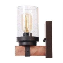 Aplique de pared de madera estilo industrial vintage de 1 luz para bar, loft, cafetería y restaurante.