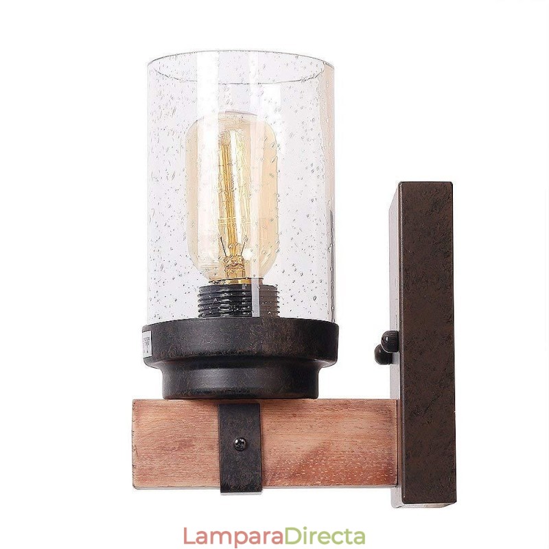 Aplique de pared de madera estilo industrial vintage de 1 luz para bar, loft, cafetería y restaurante.