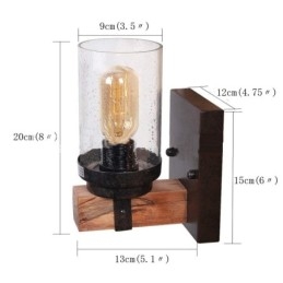 Aplique de pared de madera estilo industrial vintage de 1 luz para bar, loft, cafetería y restaurante.