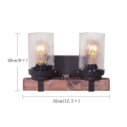 Aplique de pared de madera estilo industrial vintage de 2 luces para bar, loft, cafetería y restaurante.