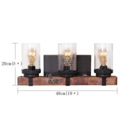 Aplique de pared de madera estilo industrial vintage de 3 luces para bar, loft, cafetería y restaurante.