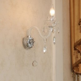 Lámpara de pared de cristal retro con 1 vela de cristal a juego