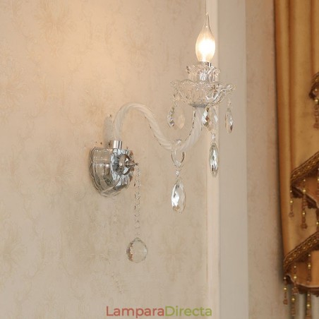 Lámpara de pared de cristal retro con 1 vela de cristal a juego Lámpara de pared de cristal retro con 1 vela de cristal a juego