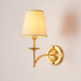 Lámpara de pared de latón puro, lujosa, rústica, retro, vintage, de 1 luz, con vela y pantalla de tela, ideal para habitaciones de hotel, salas de exposición, salas de estar y comedores.