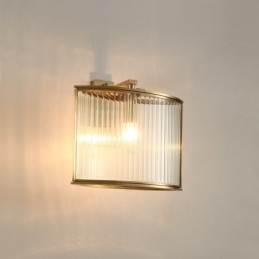 Aplique de pared rústico retro vintage de latón puro de una luz con pantalla de vidrio