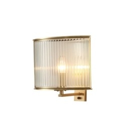 Aplique de pared rústico retro vintage de latón puro de una luz con pantalla de vidrio