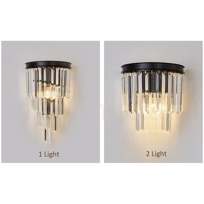 Lámpara de pared de cristal K9 de lujo moderna con pantalla de cristal