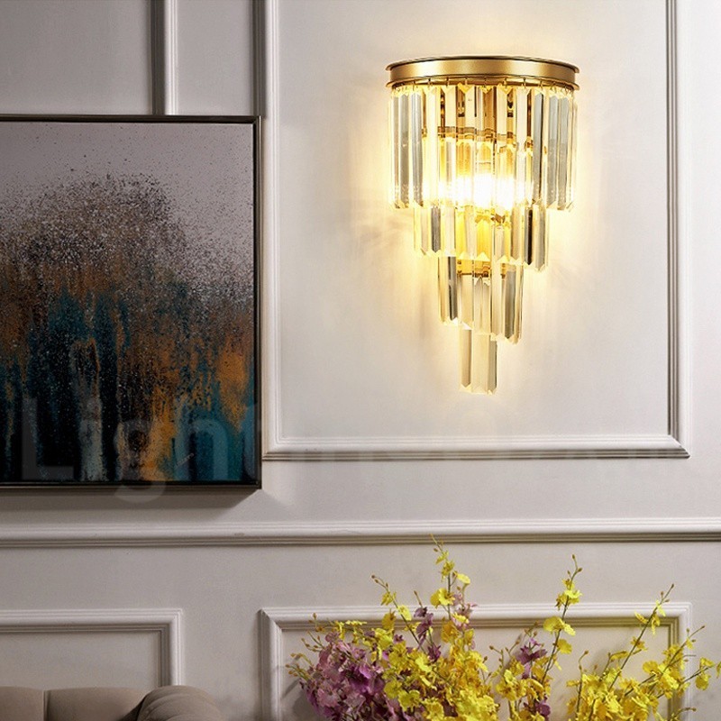 Lámpara de pared de cristal K9 de lujo moderna con pantalla de cristal