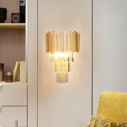 Aplique de pared de cristal K9 de lujo posmoderno a juego con oro y pantalla de cristal