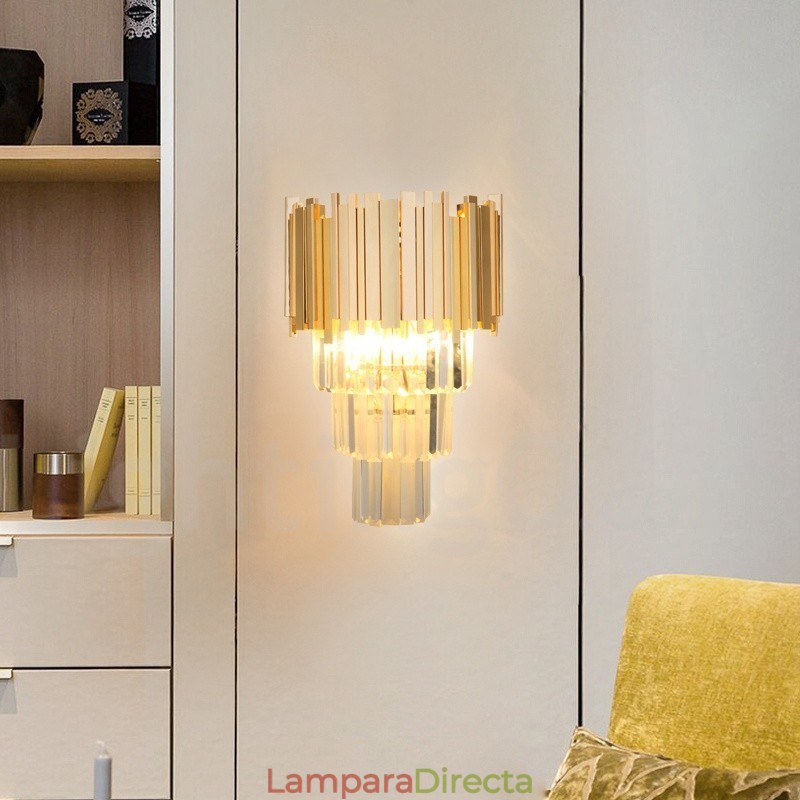 Aplique de pared de cristal K9 de lujo posmoderno a juego con oro y pantalla de cristal