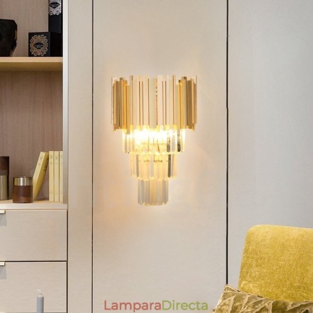 Aplique de pared de cristal K9 de lujo posmoderno a juego con oro y pantalla de cristal Aplique de pared de cristal K9 de lujo posmoderno a juego con oro y pantalla de cristal