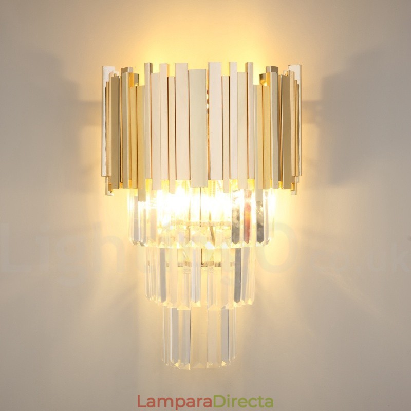 Aplique de pared de cristal K9 de lujo posmoderno a juego con oro y pantalla de cristal