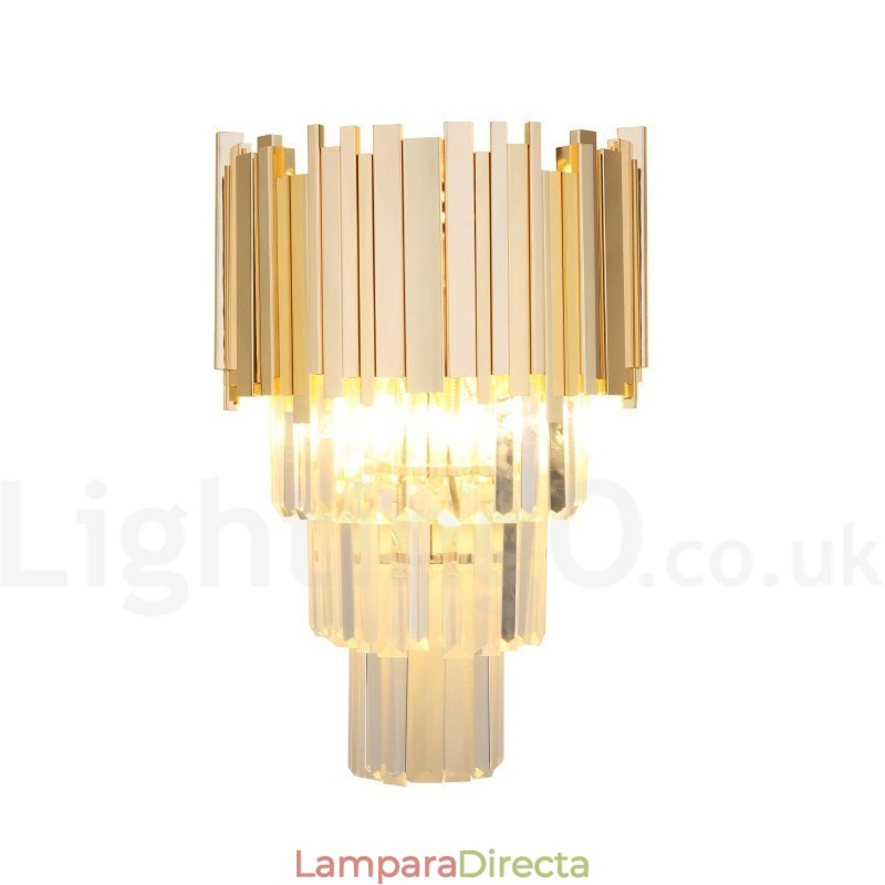 Aplique de pared de cristal K9 de lujo posmoderno a juego con oro y pantalla de cristal