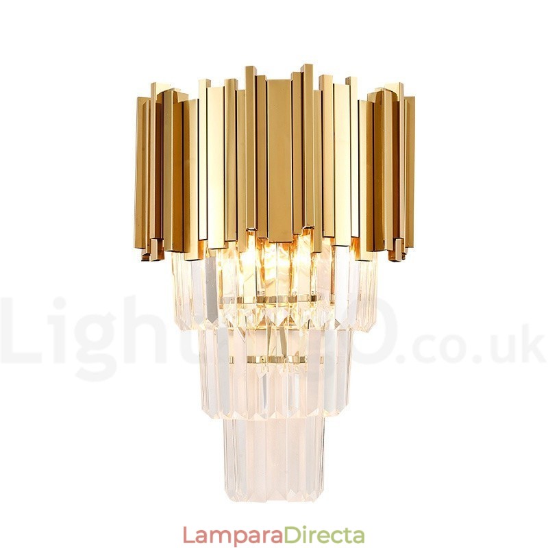 Aplique de pared de cristal K9 de lujo posmoderno a juego con oro y pantalla de cristal