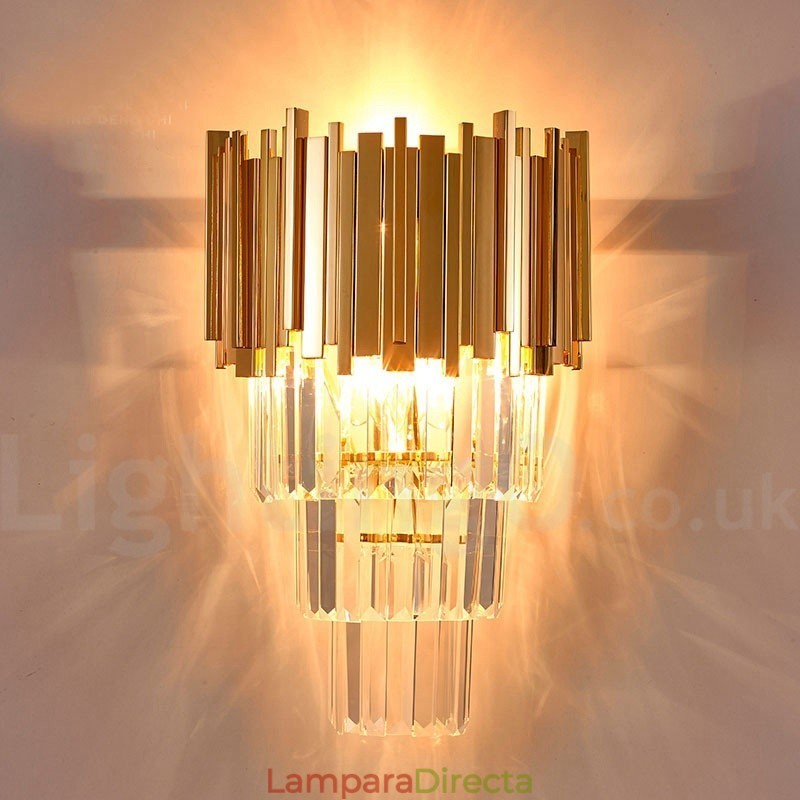 Aplique de pared de cristal K9 de lujo posmoderno a juego con oro y pantalla de cristal