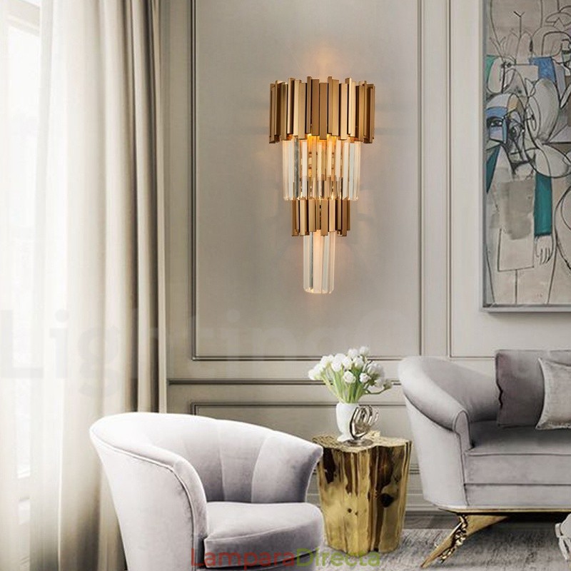 Lámpara de pared de cristal K9 de lujo moderna con pantalla de cristal