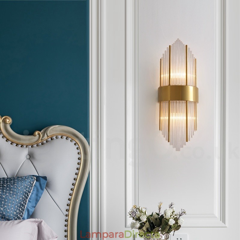 Lámpara de pared de cristal K9 de lujo moderna con pantalla de cristal