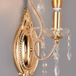 Aplique de pared de cristal estilo americano, 1 luz, dorado y negro, para sala de estar, comedor, tienda de ropa, cafetería, hotel.