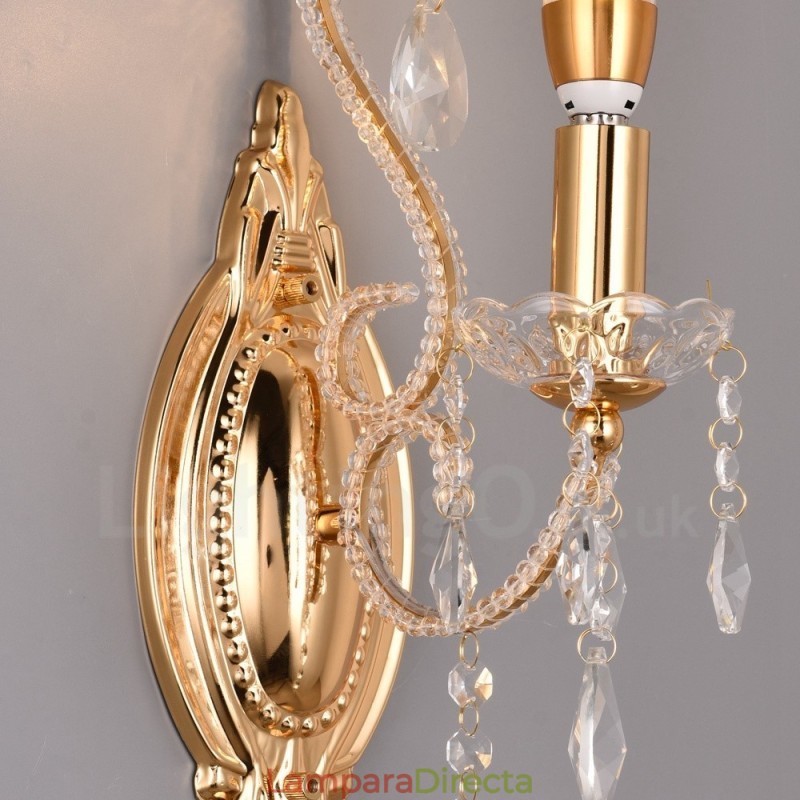 Aplique de pared de cristal estilo americano, 1 luz, dorado y negro, para sala de estar, comedor, tienda de ropa, cafetería, hotel.