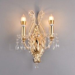 Aplique de pared de cristal estilo americano, de 2 luces, dorado y negro, para sala de estar, comedor, tienda de ropa, cafetería, hotel.