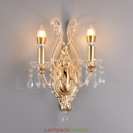 Aplique de pared de cristal estilo americano, de 2 luces, dorado y negro, para sala de estar, comedor, tienda de ropa, cafetería, hotel. Aplique de pared de cristal estilo americano, de 2 luces, dorado y negro, para sala de estar, comedor, tienda de ropa, cafetería, hotel.
