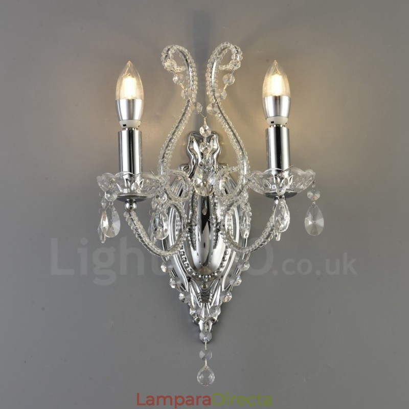 Aplique de pared de cristal estilo americano, de 2 luces, dorado y negro, para sala de estar, comedor, tienda de ropa, cafetería, hotel.