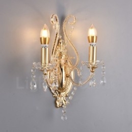 Aplique de pared de cristal estilo americano, de 2 luces, dorado y negro, para sala de estar, comedor, tienda de ropa, cafetería, hotel.