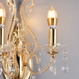 Aplique de pared de cristal estilo americano, de 2 luces, dorado y negro, para sala de estar, comedor, tienda de ropa, cafetería, hotel.