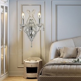 Aplique de pared de cristal estilo americano, de 2 luces, dorado y negro, para sala de estar, comedor, tienda de ropa, cafetería, hotel.
