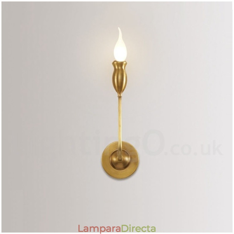 Lámpara de pared de latón puro, lujosa, rústica, retro, vintage, con 1 luz, ideal para hotel, dormitorio, sala de exposición, sala de estar y comedor.
