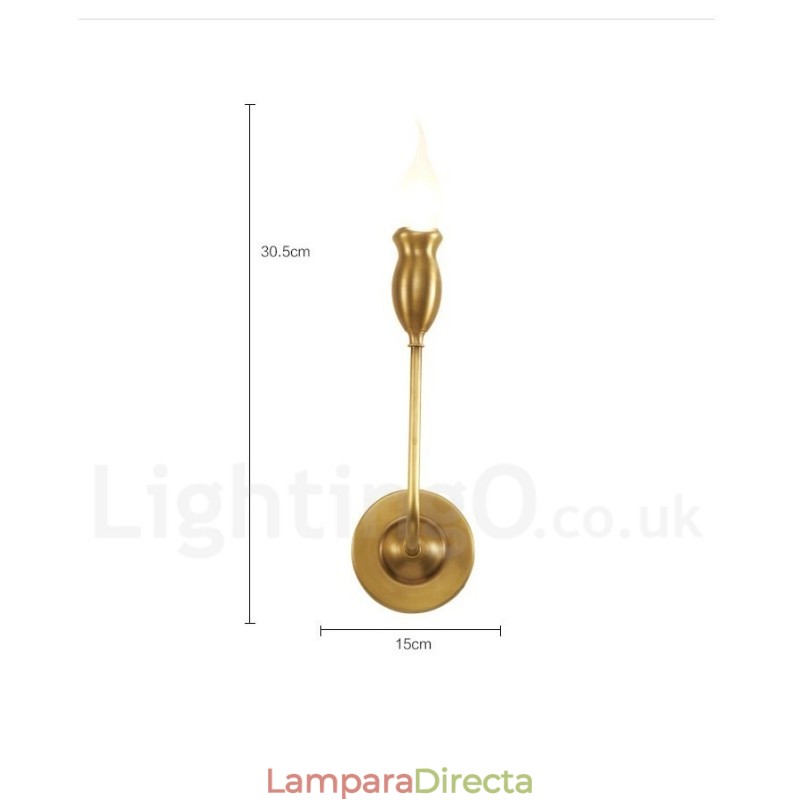 Lámpara de pared de latón puro, lujosa, rústica, retro, vintage, con 1 luz, ideal para hotel, dormitorio, sala de exposición, sala de estar y comedor.