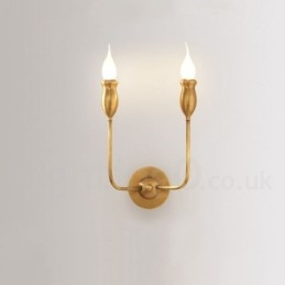 Lámpara de pared de latón puro, lujosa, rústica, retro, vintage, con 2 luces, ideal para hoteles, oficinas, salas de exposición, salas de estar y comedores.