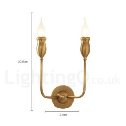 Lámpara de pared de latón puro, lujosa, rústica, retro, vintage, con 2 luces, ideal para hoteles, oficinas, salas de exposición, salas de estar y comedores.