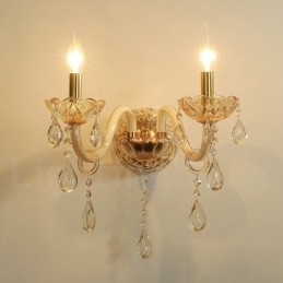 Lámpara de pared de cristal retro K9 dorada de 2 luces