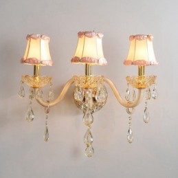 Lámpara de pared de cristal retro con 3 luces doradas K9