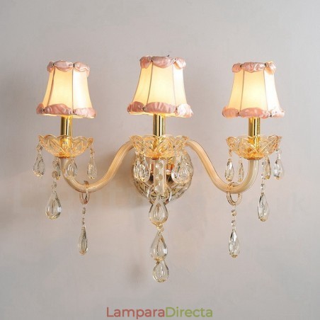 Lámpara de pared de cristal retro con 3 luces doradas K9 Lámpara de pared de cristal retro con 3 luces doradas K9