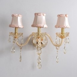 Lámpara de pared de cristal retro con 3 luces doradas K9