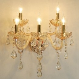 Lámpara de pared de cristal retro con 5 luces doradas K9
