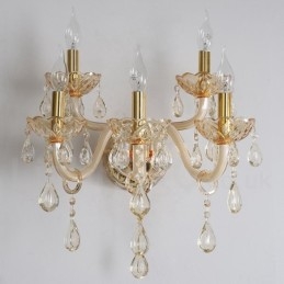 Lámpara de pared de cristal retro con 5 luces doradas K9