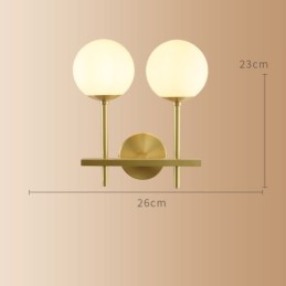 Lámpara de pared moderna Molecules Bean con pantalla esférica de cristal