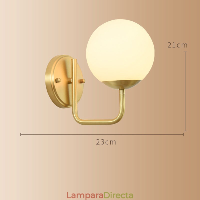 Lámpara de pared moderna Molecules Bean con pantalla esférica de cristal