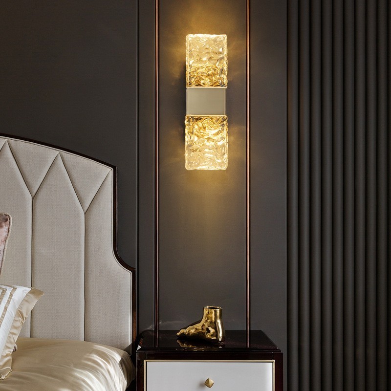 Lámpara de pared empotrada de cristal moderna para mesita de noche, porche, pasillo, sala de estar, dormitorio, estudio