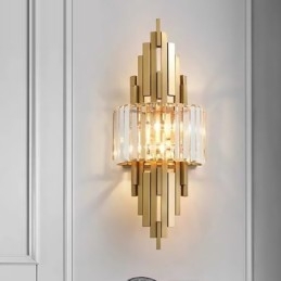 Lámpara de pared de cristal de lujo posmoderna para sala de estar, TV, fondo de pared, dormitorio, mesita de noche