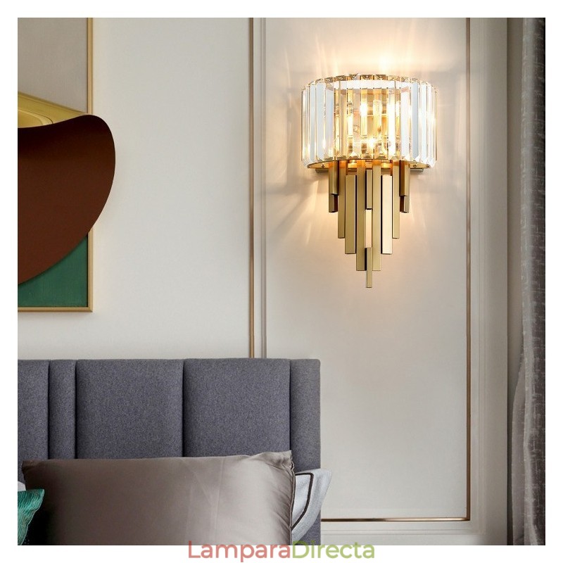 Lámpara de pared de cristal de lujo posmoderna para sala de estar, TV, fondo de pared, dormitorio, mesita de noche