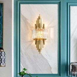 Lámpara de pared de cristal de lujo posmoderna para sala de estar, TV, fondo de pared, dormitorio, mesita de noche